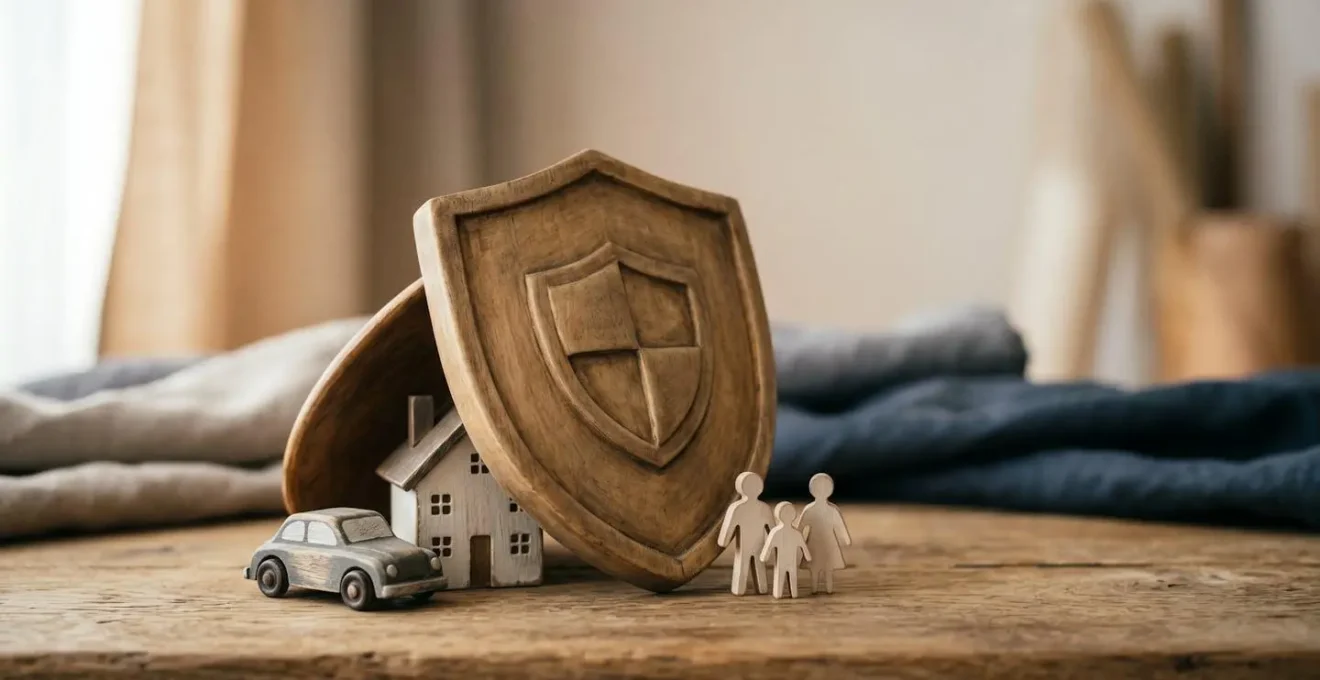 Représentation symbolique de la protection du patrimoine familial grâce à l'assurance responsabilité civile automobile