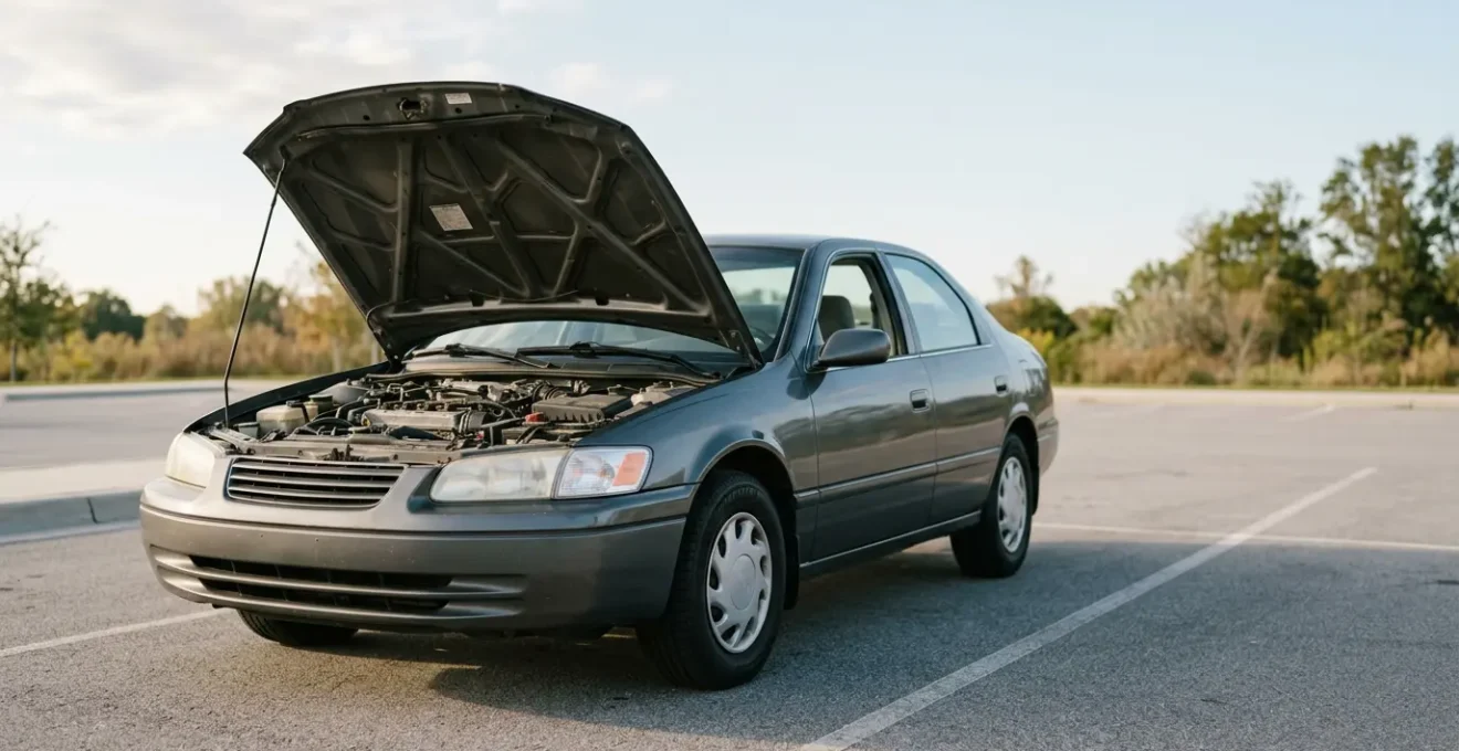 Inspection détaillée du compartiment moteur d'une voiture d'occasion lors d'un contrôle avant achat
