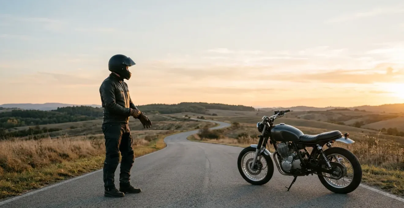 Motard portant un équipement de protection complet pour rouler en sécurité toute l'année