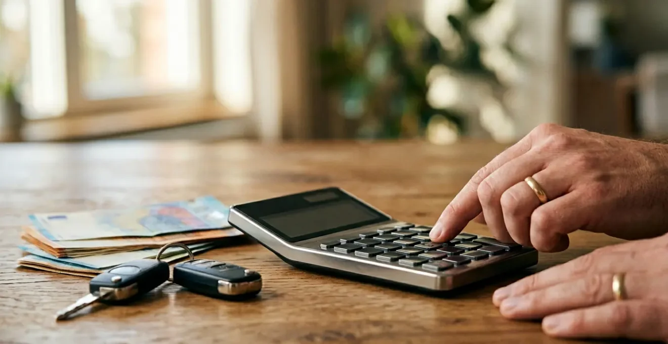 Calculateur financier montrant la comparaison entre coûts d'assurance location voiture et franchise