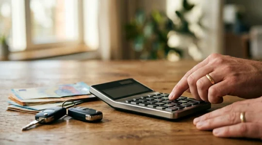 Calculateur financier montrant la comparaison entre coûts d'assurance location voiture et franchise