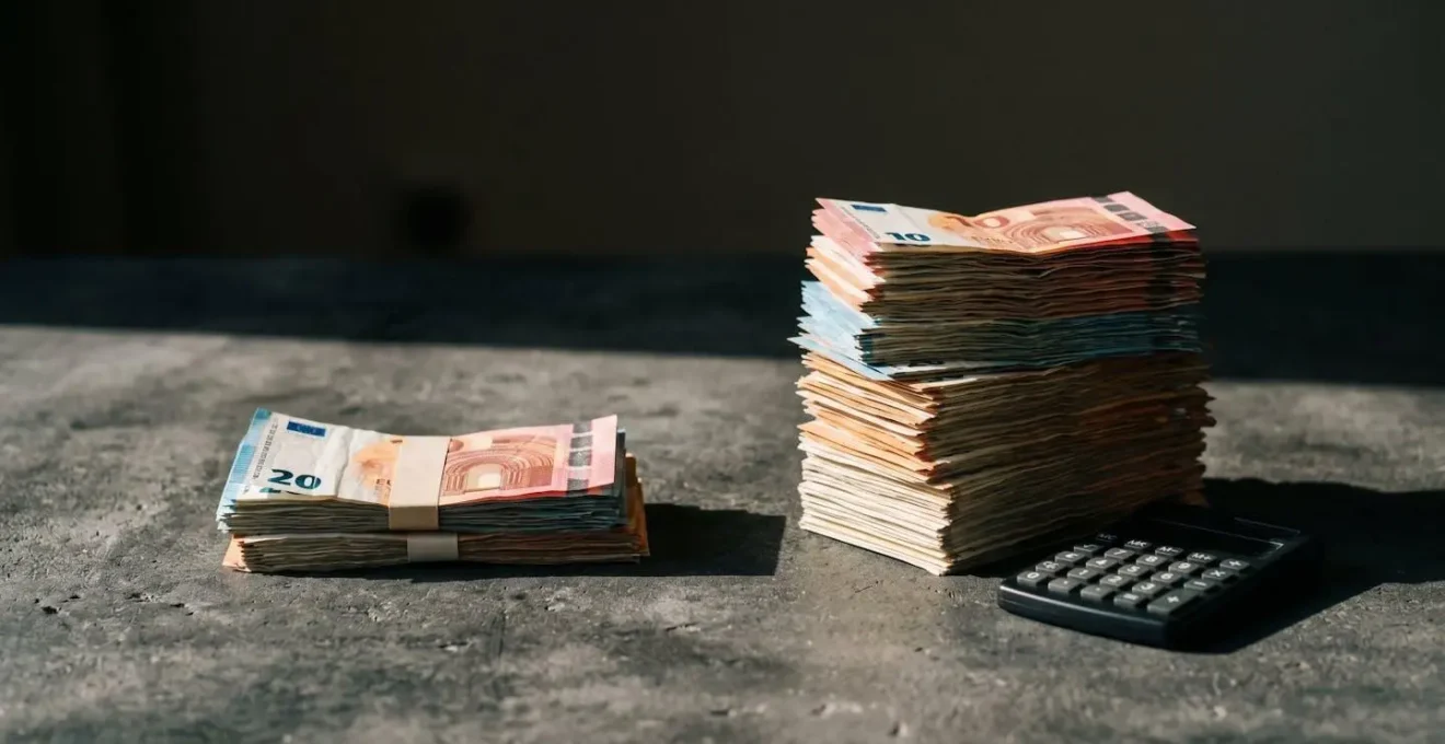 Comparaison visuelle entre deux scenarios financiers sur une feuille de calcul minimaliste