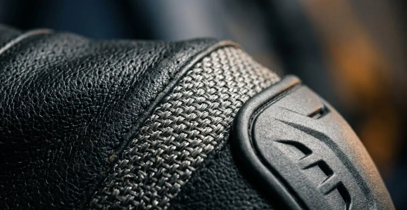 Détail d'un équipement de protection moto illustrant la relation de confiance entre pilote et passager