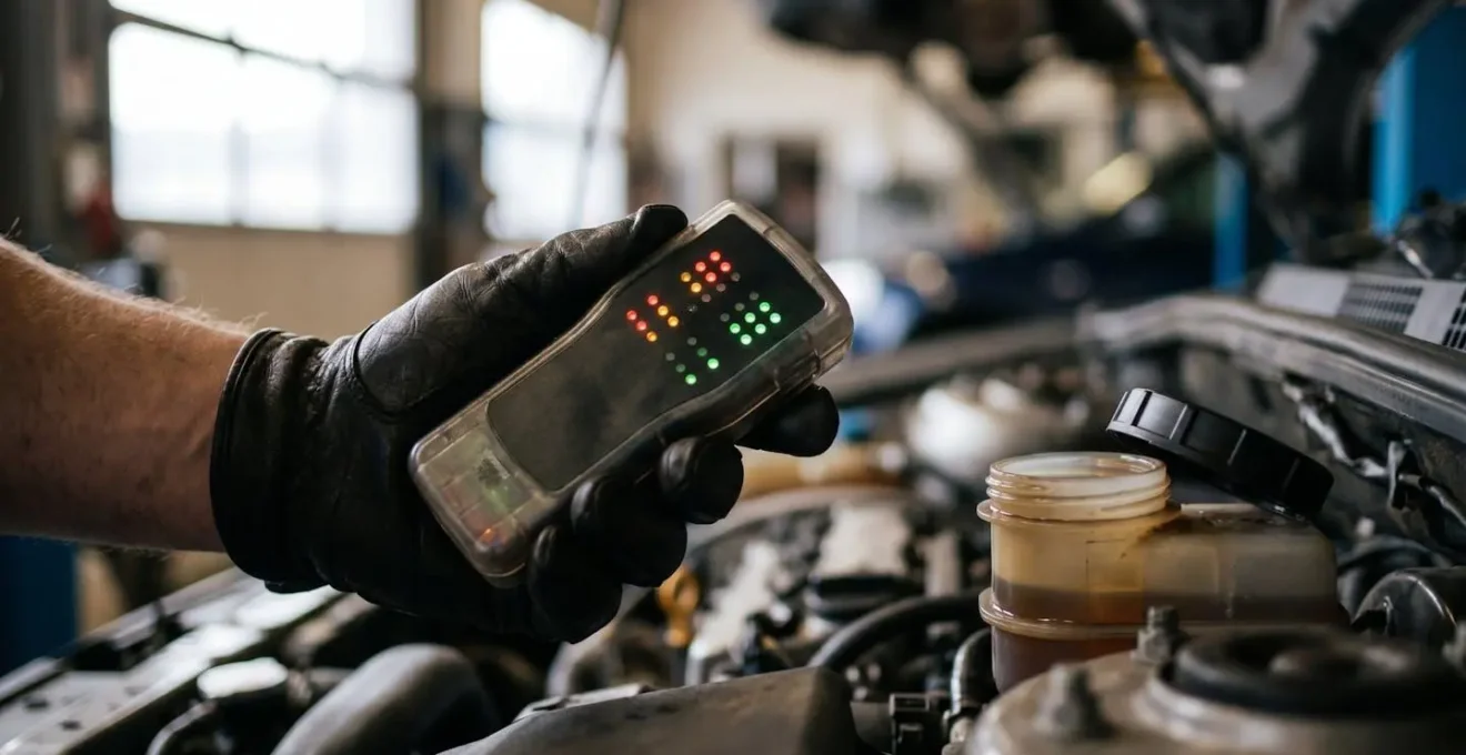 Testeur électronique à LED mesurant la qualité du liquide de frein dans le réservoir